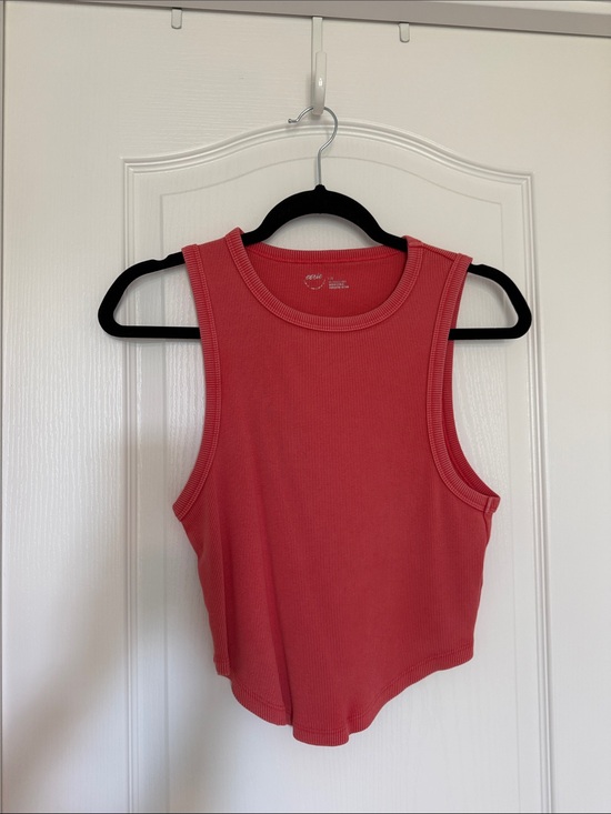 aerie Tops - aerie Coral Ribbed Cropped Tank Top